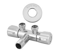 Valvola ad Angolo Doppia Uscita G1/2, Rame, per Doccia e WC, 13 cm, Accessori Bagno con Coperchio Posteriore