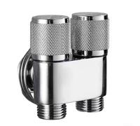 Valvola ad angolo in ottone, 1 ingresso, 2 uscite, deviatore d'acqua a tre vie, valvola a triangolo a doppio controllo con maniglia a doppio interruttore (A-argento)