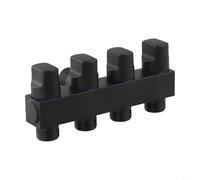 Valvola ad angolo in ottone, 1 ingresso e 4 uscite, distributore d'acqua per lavatrice e WC, per splitter multi-connessione con funzionamento regolare, argento (nero)