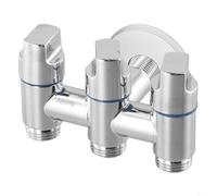 Valvola ad angolo multi uscita, valvola deviatore dell'acqua del bagno con un ingresso tre uscite, per lavello della cucina, soffione doccia, lavatrice (argento)