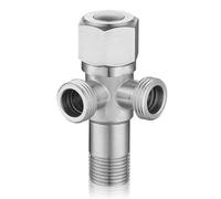 Valvola angolare 1/2 pollici, valvola angolare in acciaio inox, lavabo con 2 uscite, attacco acqua, universale, per filettatura a parete 1/2