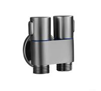 Valvola angolare a doppia uscita per bagno ad alta efficienza, flusso d'acqua simultaneo per servizi igienici e bidet (grigio)