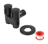 Valvola angolare a doppia uscita per WC a parete con interfaccia G1/2, struttura in lega, argento/grigio/nero, controllo dell'acqua a 3 vie (nero)