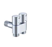 Valvola angolare a doppio controllo in lega G1/2, 1 ingresso e 2 uscite, montaggio a parete, rubinetto for lavatrice, valvola triangolare for WC, bagno(Silvery)