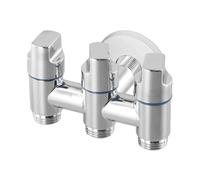 Valvola angolare a un ingresso e tre uscite, valvola deviatrice multifunzione a tre vie, spruzzatore for la pulizia 'acqua, accessori for il bagno(Silver)