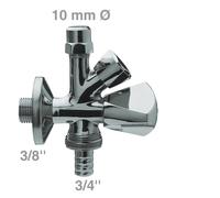 Valvola Angolare Combinata 3/8"X10mm 3/4" Attacco Per Tubo