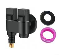 Valvola angolare G1/2 a doppia uscita, in acciaio inox, con spegnimento automatico, per lavatrice e WC, colore argento (nero)
