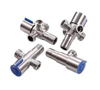 Valvola angolare in acciaio inossidabile, valvola triangolare filettata, valvola for acqua calda e fredda, connettore for bagno for scaldabagno WC G1/2(Blue 4hole)