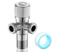 Valvola angolare in acciaio inox 1/2", 1/2", valvole ad angolo doppie, valvola angolare universale con 2 uscite, collegamento acqua per bagno, doppia valvola con cintura grezza, doppia valvola di