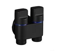 Valvola angolare in lega 1 in 2 out con manico in metallo a doppio controllo e asta di pressione, design resistente alla ruggine per rubinetto della lavatrice e connessioni idrauliche (nero)