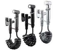 Valvola angolare in lega di zinco for montaggio a parete, set di spruzzatori for bidet con due uscite, spruzzatore for la pulizia 'acqua for accessori for WC da bagno(Gray-dual control)