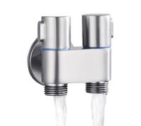 Valvola angolare in lega G1/2 a doppia uscita con controlli indipendenti per rubinetto della lavatrice e bidet del bagno, argento (argento)