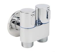 Valvola angolare in ottone, doppia uscita G1/2, deviatore dell'acqua a doppio controllo per soffione doccia, spruzzatore per bidet per WC, lavandino e tubo da giardino, valvola di arresto con manico