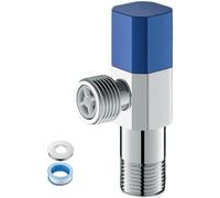 Valvola angolare in ottone massiccio a 3 vie, per acqua fredda e calda con | Valvola di arresto per scaldabagno, attacco standard da 1/2" per cucina e bagno, blu/rosso