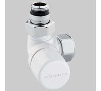 VALVOLA D'ARREDO AD ANGOLO TERMOSTATICA SX BIANCA - 1/2 x 24-19