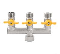 Valvola del gas a 3 vie a 4 vie in ottone per conversione vasca da bagno doccia, interruttore per rubinetto scaldabagno, raccordo idraulico, argento, 12,2 x 8,2 x 2 cm