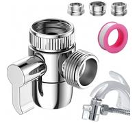 Valvola deviatrice a 3 vie da 1/2 pollice in ottone grigio per rubinetto, con adattatore M22 e M24 per doccia.