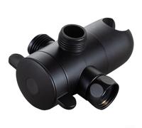 Valvola deviatrice a tre vie per doccia, in ABS, con presa, per bagno, colore: argento e nero (nero)