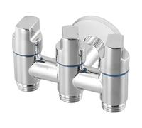 Valvola deviatrice multifunzione a tre vie, valvola angolare di ingresso e tre uscite, accessori for il bagno, 1 pezzo(Silver)