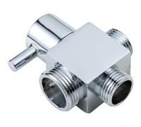 Valvola deviatrice per doccia in rame massiccio, con 1 ingresso e 2 uscite per il rubinetto del bagno, colore nero, di piccole dimensioni, adatta per aree strette, elegante stile minimalista (argento)