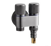 Valvola deviatrice per doccia, valvola ad angolo da uno a due, doppia uscita tripla connessione splitter per bagno (B-grigio)