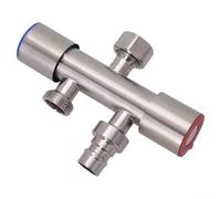 Valvola deviatrice per lavatrice in acciaio inossidabile, distributore d'acqua a tre vie a doppia maniglia con arresto angolare G1/2, raccordo per impianto idraulico argento spazzolato per (A)