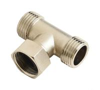 Valvola deviatrice per WC in ottone, connettore a T G1/2 pollici con filettatura per bidet spruzzatore tubo doccia rubinetto più percorsi d'acqua (argento)