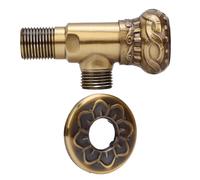 Valvola di arresto ad angolo Premium, G1/2 in rame, resistente all'alta pressione, per acqua calda e fredda della toilette del bagno con anello decorativo (C)