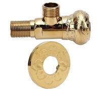 Valvola di arresto ad angolo Premium, G1/2 in rame, resistente all'alta pressione, per acqua calda e fredda della toilette del bagno con anello decorativo (D)