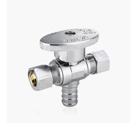 Valvola di arresto angolare a doppia uscita, ingresso FIP da 1/2" x uscite a compressione da 3/8" - Valvola di intercettazione in ottone cromato(1pack PEX Crimp)