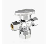 Valvola di arresto angolare a doppia uscita, ingresso FIP da 1/2" x uscite a compressione da 3/8" - Valvola di intercettazione in ottone cromato(1pack FIP)
