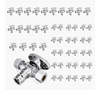 Valvola di arresto angolare a doppia uscita, ingresso FIP da 1/2" x uscite a compressione da 3/8" - Valvola di intercettazione in ottone cromato(50pack PEX Expansion)