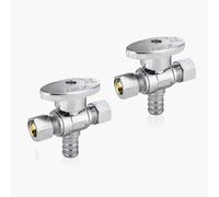 Valvola di arresto angolare a doppia uscita, ingresso FIP da 1/2" x uscite a compressione da 3/8" - Valvola di intercettazione in ottone cromato for sistemi di acqua calda e fredda(2pack PEX Crimp)