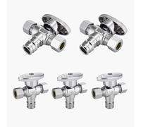 Valvola di arresto angolare a doppia uscita, ingresso FIP da 1/2" x uscite a compressione da 3/8" - Valvola di intercettazione in ottone cromato(5pack PEX Expansion)
