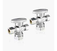 Valvola di arresto angolare a doppia uscita, ingresso FIP da 1/2" x uscite a compressione da 3/8" - Valvola di intercettazione in ottone cromato(VALVE369-2Pack)