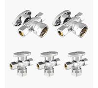 Valvola di arresto angolare a doppia uscita, ingresso FIP da 1/2" x uscite a compressione da 3/8" - Valvola di intercettazione in ottone cromato(5pack FIP)