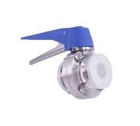 Valvola di controllo del flusso a farfalla sanitaria SUS 304 in acciaio inox SUS 304 da 19 2 pollici x 1,5 "2" Valvola di controllo del flusso sanitaria a farfalla SUS 304 in acciaio inox (tubo OD 32