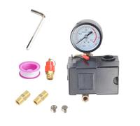 Valvola di controllo del pressostato del compressore d'aria a 4 porte, 1/4" 90 ~ 120 PSI regolatore di ricambio con tappi di chiusura e manometro