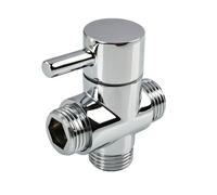 Valvola di derivazione a 3 vie per doccia, invertitore in ottone cromato, adattatore a T con ingresso maschio G1/2 e doppia uscita G1/2 per doccetta a mano e testa doccia fissa