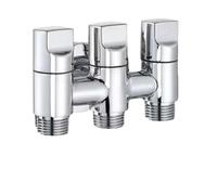 Valvola di deviazione dell'acqua 1 in tre uscite Rubinetto a tre vie Valvola ad angolo Rubinetto for macchina Valvola shunt multifunzione(Silver)