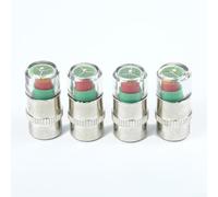 Valvola di pressione pneumatici auto, confezione da 4, in acciaio inox, indicatore PSI 32-36 con visuale verde/giallo/rosso per la manutenzione degli pneumatici delle ruote