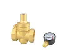 Valvola di riduzione dell'acqua regolabile da 1-1/2 pollici con filettatura femmina, manometro in ottone con misuratore di pressione, 1 pezzo(Valve with Gauge)