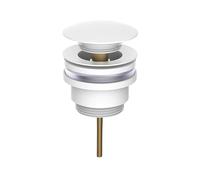 Valvola di scarico universale per lavandini e bidet con sistema click-clack, installazione semplice e opzioni di tappo, compatibile con carcassa e senza traboccante. (BIANCO OPA)