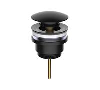 Valvola di scarico universale per lavandini e bidet con sistema click-clack, installazione semplice e opzioni di tappo, compatibile con carcassa e senza traboccante. (NERO OPA)