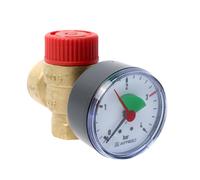 Valvola di sicurezza a membrana tipo 532 M Ein. 1/2", Aus. 3/4" 3,0 bar con manometro