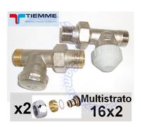 Valvola e detentore 1/2'' dritte TIEMME con adattatori per multistrato Ø 16 mm