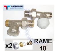 Valvola e detentore 1/2'' dritte TIEMME con adattatori per rame Ø 10 mm