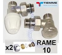 Valvola e detentore 1/2'' squadra TIEMME con adattatori per rame 10 mm