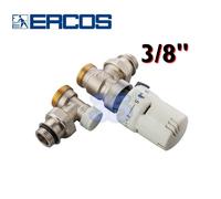 Valvola e detentore a squadra Ercos con testa termostatica 3/8'' attacco rame /