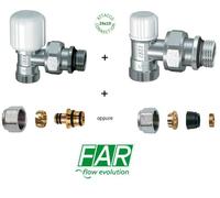 VALVOLA E DETENTORE A SQUADRA FAR 3/8" 1/2" RAME/MULTISTRATO MOD.S2012 RADIATORI